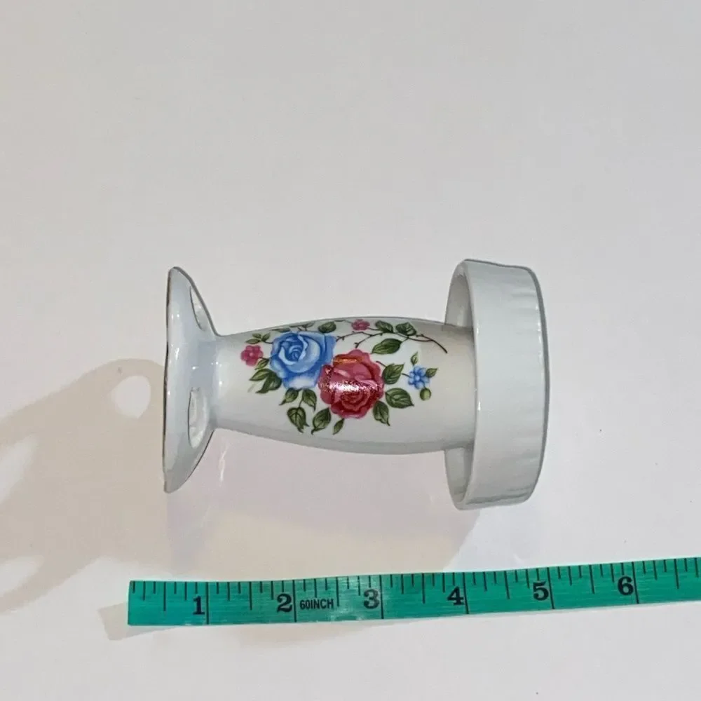 Vintage Porcelain Flowers Painted Japan Floral Porcelain Toothbrush Holder